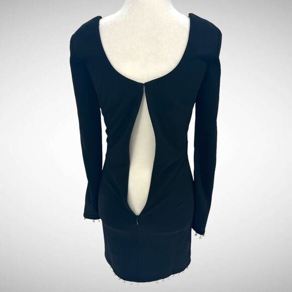 Dress the Population Pearl Trim Ronin Black Mini Dress Size X-Small LBD Cocktail - Picture 7 of 9